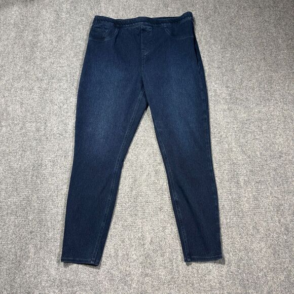 Spanx Jeans Womens 1X Skinny Ankle Blue Darkwash High Rise Pull On - Picture 1 of 10